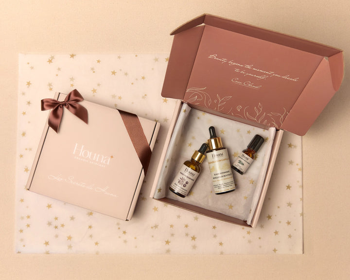 Coffret La Cure des Cheveux Houna - sérum RÉGÉNÉRATION CAPILLAIRE, huile romarin à cinéole anti-chute et huile de ricin pure, soins capillaires naturels suisses