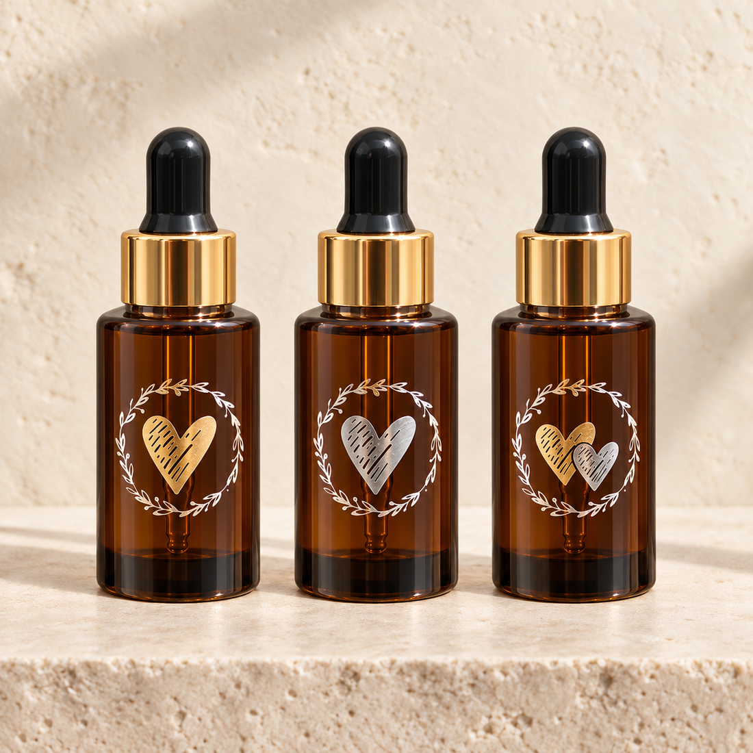 Velours d’Orient 50 ml – Rose Absolue Cœur Or, Fleur de Lumière Cœur Argent et Bois Sacré Double Cœur